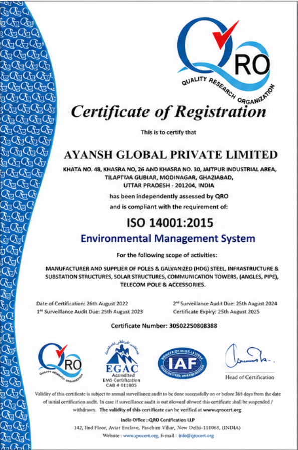 Ayansh Global environmental certificate